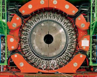 Part of the Compact Muon Solenoid particle detector, at CERN, France/Switzerland
