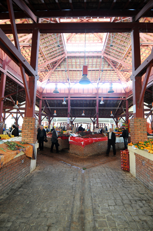 Central wooden covered market after restoration.